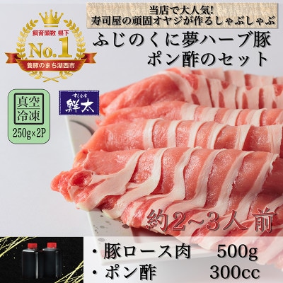 湖西市産ブランド豚「ふじのくに夢ハーブ豚」しゃぶしゃぶ用ロース肉(500g)と手作りポン酢のセット