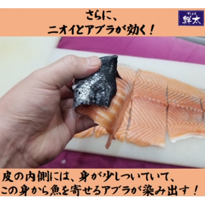 釣りエサ用「鮭の皮」フリーカット約400g(深海・中深海釣りなど)お好きなサイズにカットしてください