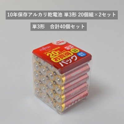10年保存アルカリ乾電池　単3形　20個組×2セット　合計40個