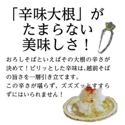 老舗・武生製麺　福井県産そば粉使用「辛味おろし八割そば6食」辛味大根付き