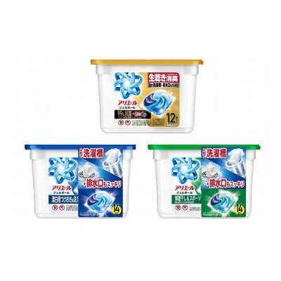 P&G　アリエールジェルボール　プロシリーズ　(プロ・部屋干し&スポーツ・プロパワー)本体3種セット