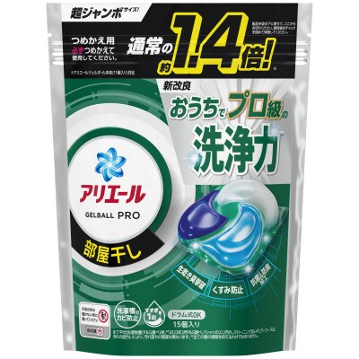 【毎月定期便】アリエール　ジェルボールプロ 部屋干し用つめかえ(15個入)×6個セット全3回