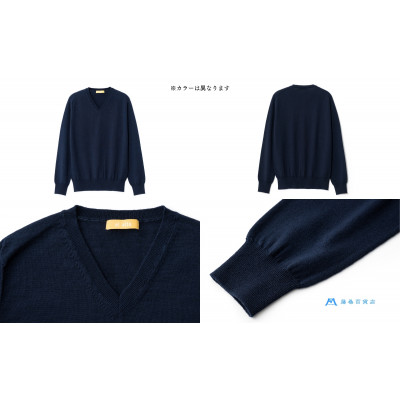 【el alto×藤巻百貨店】エキストラファインウール Vネックニット(モロカンブルー)Lサイズ