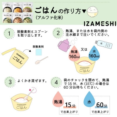 長期保存食「IZAMESHI(イザメシ)」わかめご飯 48個セット(1ケース)5年保存 アルファ化米
