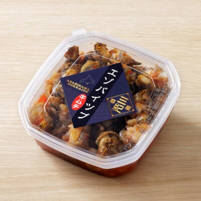 北海道産・エゾバイつぶの醤油漬けとキムチ漬けのセット 合計640g(160g×各2個)|漁師の手作り