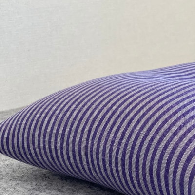 綿まくら(35×55cm)会津木綿ストライプ紫　【あきる野の匠仕立て】