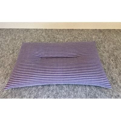 綿まくら(35×55cm)会津木綿ストライプ紫　【あきる野の匠仕立て】