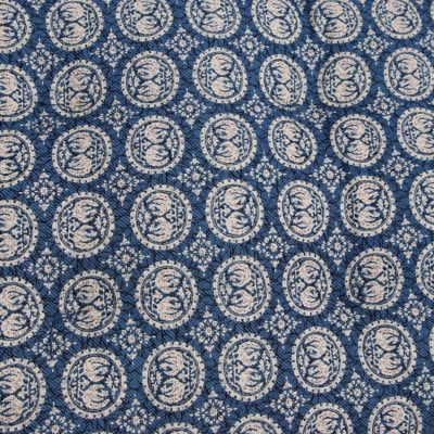【あきる野の匠】手作り もめん綿100%長座布団　正倉院柄(青)　60×120cm