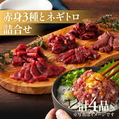 「熊本特産」赤身馬刺し3種とネギトロ詰め合わせ(八代市)
