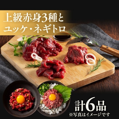 ふじ馬刺し上級赤身3種とユッケネギトロの詰め合わせ(八代市)