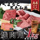 【毎月定期便】くまもと黒毛和牛 A4～A5 焼肉用(1kg[500g×2p])(八代市)全3回