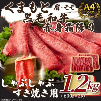 【毎月定期便】訳あり くまもと黒毛和牛赤身霜降りしゃぶしゃぶすき焼き用1.2kg(八代市)全6回