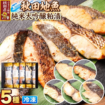 秋田県産 秋田地魚純米大吟醸粕漬 五種詰め合わせ 5切|25_kms-010101