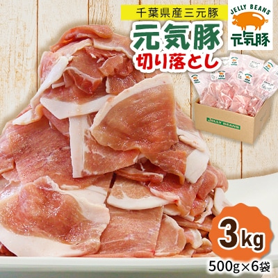 【小分けで便利】国産 元気豚 切り落とし 3kg(500g×6袋)　千葉県産三元豚　パラパラ凍結 | ふるさと納税のお礼品