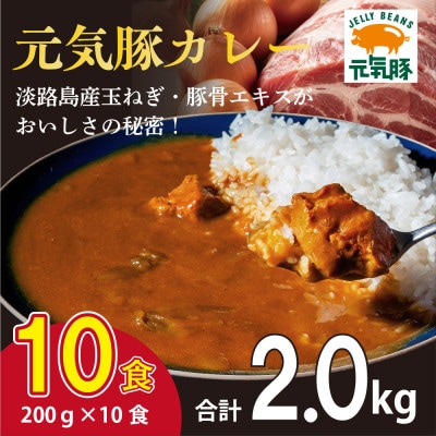 元気豚 レトルトポークカレー 10食セット(200g×10袋・計2kg)【常温保存】