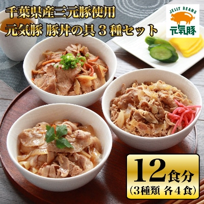 【千葉県多古町産】元気豚　豚丼の具 3種セット(3種合計12食入り)