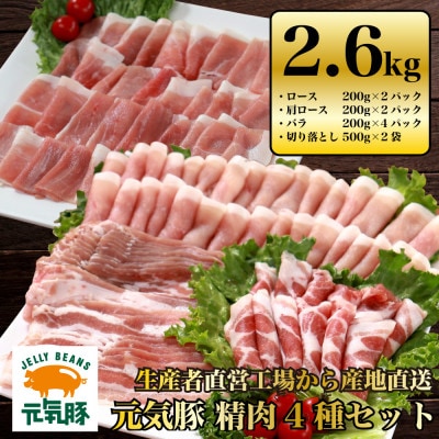 千葉県産豚肉　元気豚 精肉4種セット【大盛り】　2.6kg