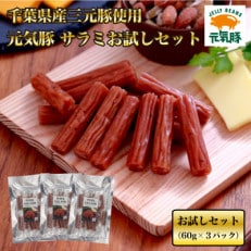 <千葉県産三元豚使用>元気豚サラミ　お試しセット(60g×3P)