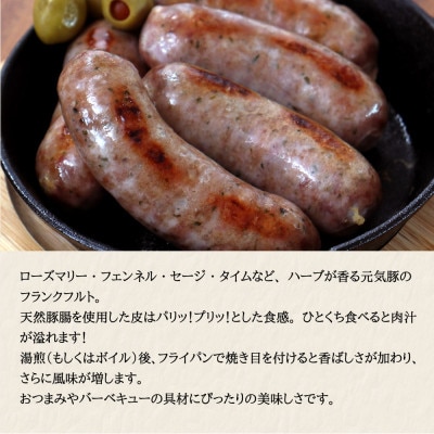 【2024年4月下旬発送】元気豚　粗挽きハーブフランク　1.2kg(60g×5本入×4パック)