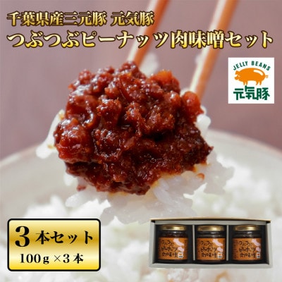 元気豚　つぶつぶピーナッツ肉味噌セット　100g×3本