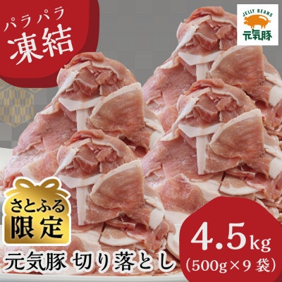 【さとふる限定】元気豚 切り落とし 4.5kg(500g×9袋) 豚肉 バラ凍結