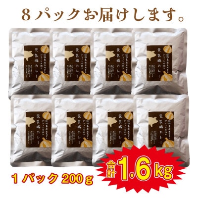 元気豚 レトルトポークカレー 8食セット(200g×8袋・計1.6kg)【常温保存】
