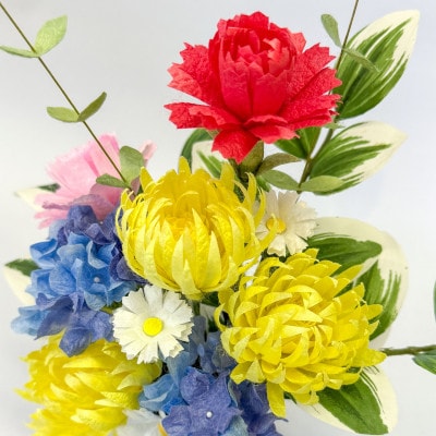 【まゆ玉から生まれる花　まゆ花(別名:シルクフラワー)】まゆ花の仏花(花器付き) 1004001