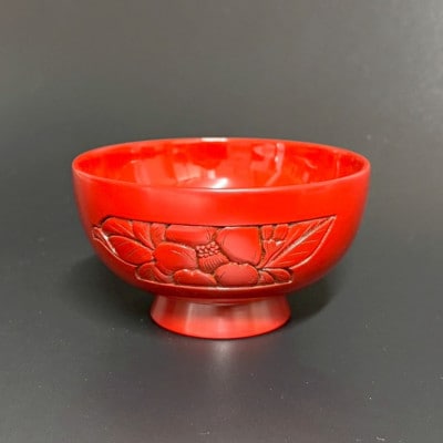 村上木彫堆朱 汁椀(椿) 伝統工芸品 漆 漆器 漆塗り ギフト 1062011