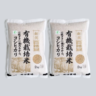 【令和7年産米】 有機栽培米コシヒカリ 玄米4kg(2kg×2)新潟県村上市岩船産 1067151