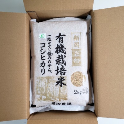 【令和7年産米】 有機栽培米コシヒカリ 玄米4kg(2kg×2)新潟県村上市岩船産 1067151