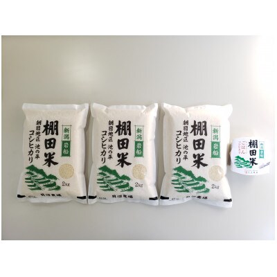 【毎月定期便】新潟県岩船産【棚田米コシヒカリ】6kg+ パックごはん(150g×1個)　全2回