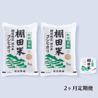 【毎月定期便】棚田米コシヒカリ(玄米) 10kg+パックごはん 1個 [123]全2回