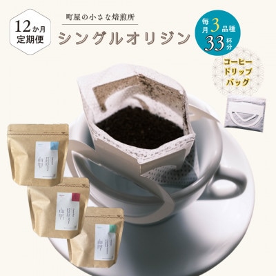 【毎月定期便】高品質シングルオリジンコーヒー・ドリップバッグ3種セット　1075032全12回