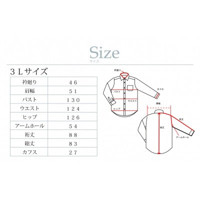 【形態安定】ケアも簡単!綿ポリ混紡メンズ用ドレスシャツ「3Lサイズ」衿型レギュラー 1080017
