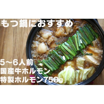 【数量限定】 もつ鍋におすすめ! 国産豚ホルモン(直腸)と国産牛ホルモンセット 750g 5～6人前