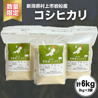 新米【令和7年産米】新潟県村上市岩船産 コシヒカリ精米6kg(2kg×3袋)1099004