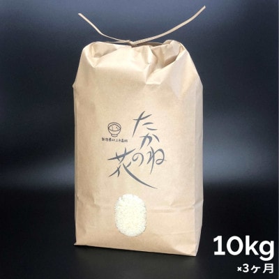 【毎月定期便】新潟県村上市岩船産 棚田米コシヒカリ　たかねの花　精米10kg　005全3回