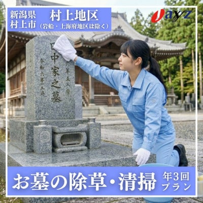 【年3回】お墓掃除代行サービス/清掃・除草【村上地区(岩船・上海府地区は除く)】1106004