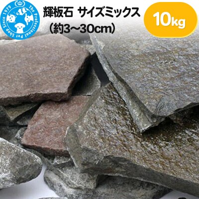 輝板石　10㎏ 形状お任せ 輝板石 サイズミックス 10kg 国産品 60cm水槽向け