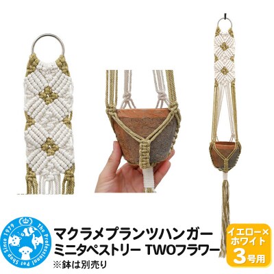 マクラメプランツハンガー ミニタペストリー TWOフラワー 3号用|09_chm-d30101ag