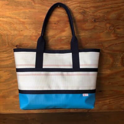 【SUWAプレミアム】トートバッグAタイプ　バイカラーブルー(L)(パイピングカラー:紺)