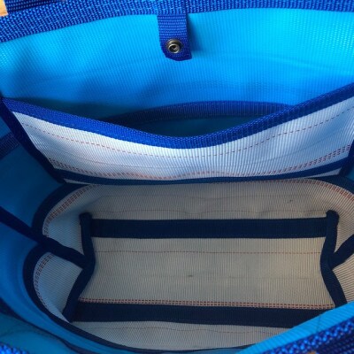 【SUWAプレミアム】トートバッグAタイプ　バイカラーブルー(L)(パイピングカラー:青)