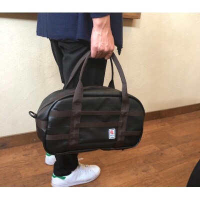 【SUWAプレミアム】ボストンバック　ブラック(M)(パイピングカラー:こげ茶)