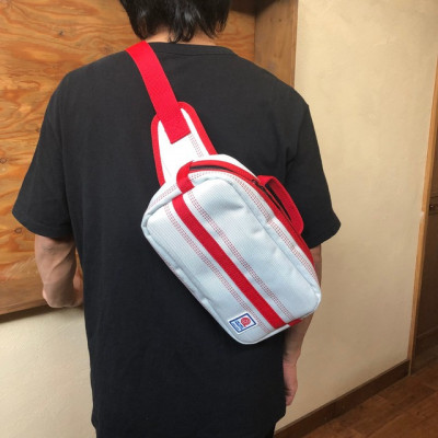 【SUWAプレミアム】ウエストバック　ホワイト(パイピングカラー:赤)