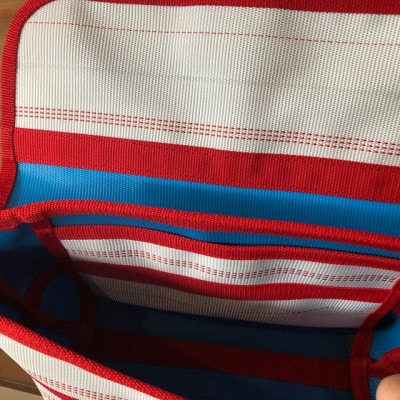 【SUWAプレミアム】ボディバッグ　ホワイト(L)(パイピングカラー:赤)