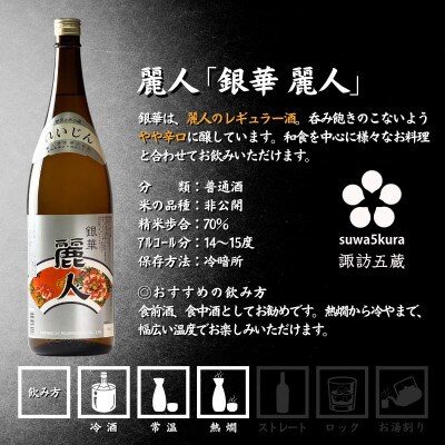【諏訪五蔵】 普通酒 日本酒 飲み比べセット 1800ml×2本 真澄「銀撰」 麗人「銀華」