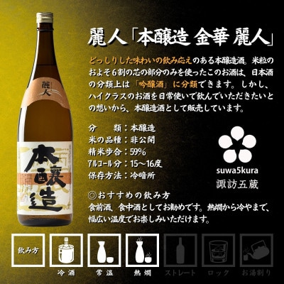 【諏訪五蔵】 本醸造 日本酒 飲み比べセット 1800ml×2本 真澄「特撰」 麗人「本醸造金華」