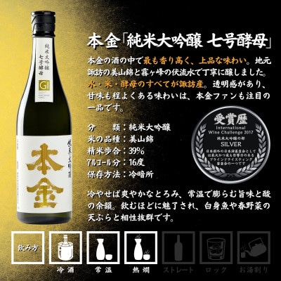 【諏訪五蔵】 純米大吟醸 日本酒 飲み比べ セット 720ml×3本 真澄 本金