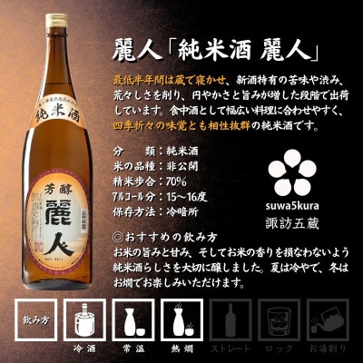 【諏訪五蔵】純米酒 日本酒 飲み比べセット 1800ml×2本 真澄「茅色」 麗人「麗人 芳醇純米」