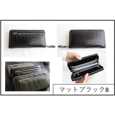 クロコラウンドファスナー カルムウォレット【Matte/マット】<マットブラックB>